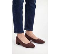 Wallis Layla Faux Suede Elasticated Back Low Block Heel Ballet Pumps In Brown brown