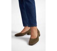 Wallis Layla Faux Suede Elasticated Back Low Block Heel Ballet Pumps In Green green