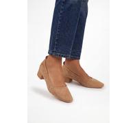 Wallis Layla Faux Suede Elasticated Back Low Block Heel Ballet Pumps In Taupe taupe