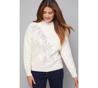 Wallis Leaf Pattern Embellished Crew Neck Jumper In Ivory ivory XL