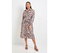 Wallis Leopard Collared Button Through Shirt Dress In Natural natural