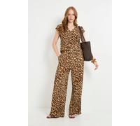 Wallis Women's Leopard Jersey Contrast Trouser in Brown | Size: 10 Wallis Brown 10