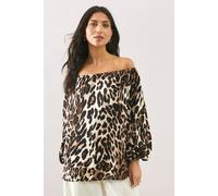 Wallis Leopard Print Bardot Top leopard S/M