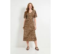 WALLIS Leopard Print Jersey Puff Sleeve Midi Dress 14