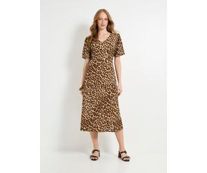 WALLIS Leopard Print Jersey Puff Sleeve Midi Dress 16