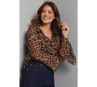 Wallis Women's Leopard Print Ruffle Detail Blouse in Black | Size: 18 Wallis Black 18