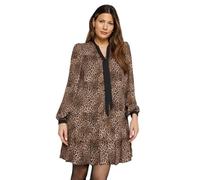 Wallis Leopard Tie Neck Pleated Shift Dress, 12, Black