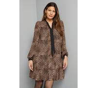 Wallis Women's Leopard Tie Neck Pleated Shift Dress in Black | Size: 8 Wallis Black 8