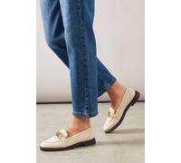 Wallis Lineka Faux Leather Metal Snaffle Smart Loafers In Beige beige
