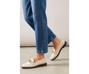 Wallis Lineka Faux Leather Metal Snaffle Smart Loafers In Beige beige