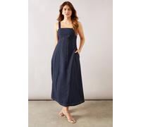 Wallis Linen Mix Seam Detail Midaxi Dress In Navy navy 14