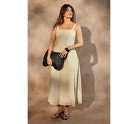 Wallis Linen Mix Seam Detail Midaxi Dress In Stone stone 20