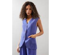 Wallis Longline Button Detail Waistcoat In Blue blue 12