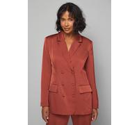 Wallis Longline Double Breasted Blazer In Rust rust