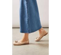 Wallis Lonny Faux Leather Patent Snaffle & Tassel Detail Loafers In Bone bone 3