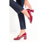 Wallis Women's Lucie Faux Patent Leather Snaffle Detail Mid Block Heel Loafers in Burgundy | Size: 7 Wallis Burgundy 7