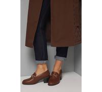 Wallis Women's Lydia Faux Leather Snaffle Trim Medium Block Heeled Loafers in Dark Tan | Size: 6 Wallis Dark Tan 6