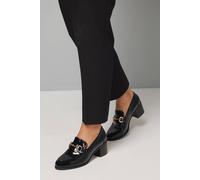 Wallis Lydia Faux Patent Leather Snaffle Trim Medium Block Heeled Loafers In True Black true black 4
