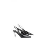 Wallis Maja Faux Cracked Leather Slingback High Stiletto Heel Court Shoes, 6, Black
