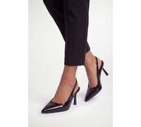 Wallis Maja Faux Cracked Leather Slingback High Stiletto Heel Court Shoes, 3, Black