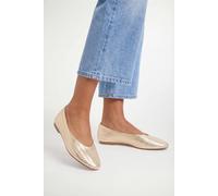 Wallis Malia Faux Leather Woven Round Toe Ballet Flats In Gold gold