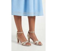 Wallis Maria Metallic Mixed Material Cross Strap High Block Heeled Sandals In Gold gold