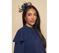 Wallis Mesh Bow and Feather Headband, One Size, navy