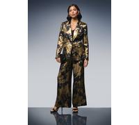 Wallis Metallic Foil Wide Leg Trouser In Gold gold