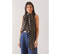 Wallis Metallic Tie Neck Spot Blouse In Black black 18