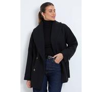 Wallis Mid Length Shawl Collar Double Breasted Coat In Black black