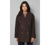 Wallis Mid Length Shawl Collar Double Breasted Coat In Chocolate chocolate 12