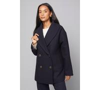 Wallis Mid Length Shawl Collar Double Breasted Coat In Navy navy