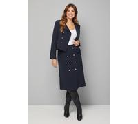 Wallis Midi Column Button Wrap Skirt In Navy navy 16