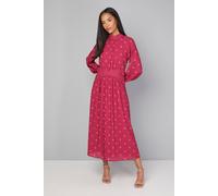 Wallis Women's Mixed Polka Dot Contrast Midi Dress in Berry | Size: 12 Wallis Berry 12