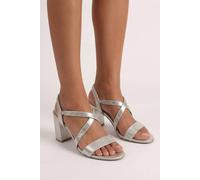 Wallis Women's Natalia Asymmetric Strap High Block Heel Sandals in Gold | Size: 8 Wallis Gold 8