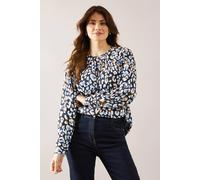 Wallis Navy Animal Gathered Neck Blouse navy 8
