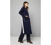 Wallis Navy Contrast Longline Belted Cardigan navy L