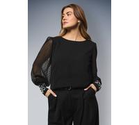 Wallis Occasion Dobby Embellished Cuff Blouse In Black black