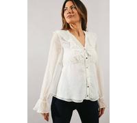 Wallis Occasion Dobby Ruffle Detail Blouse In Ivory ivory 16