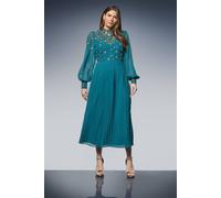 Wallis Occasion Embellished Pleated Midi Dress In Teal teal