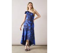 Wallis Occasion Floral One Shoulder Twill Maxi Dress In Navy navy 12