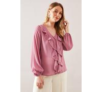 Wallis Occasion Hotfix Ruffle Front Blouse In Rose rose 12