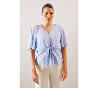 Wallis Occasion Hotfix Tie Blouse In Pale Blue pale blue 14