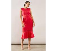 Wallis Occasion Jacquard Peplum Hem Midi Dress In Pink pink 14