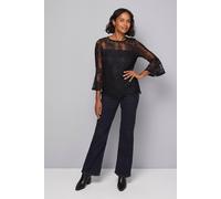 Wallis Women's Occasion Lace Flare Sleeve Top in Black | Size: 14 Wallis Black 14