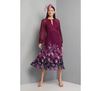 Wallis Women's Occasion Lace Insert Pleated Midi Dress in Plum | Size: 16 Wallis Plum 16