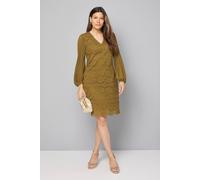 Wallis Women's Occasion Lace Pleat Sleeve Shift Dress in Olive | Size: 18 Wallis Olive 18