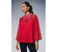 Wallis Occasion Ombre Embellished Blouse In Red red 8