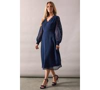 Wallis Occasion Pleat Detail Lace Midi Dress In Navy navy 14