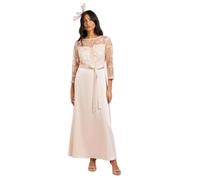 Wallis Women's Occasion Satin & Mesh Overlay Maxi Dress in Blush | Size: 14 Wallis Blush 14